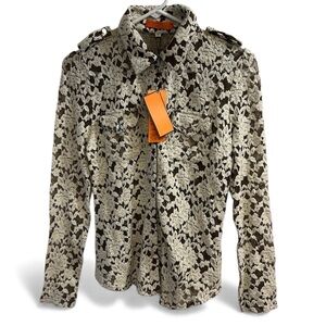 Women’s Lace Blouse Jacket - Cream and Brown. Medium. ✨NWT✨